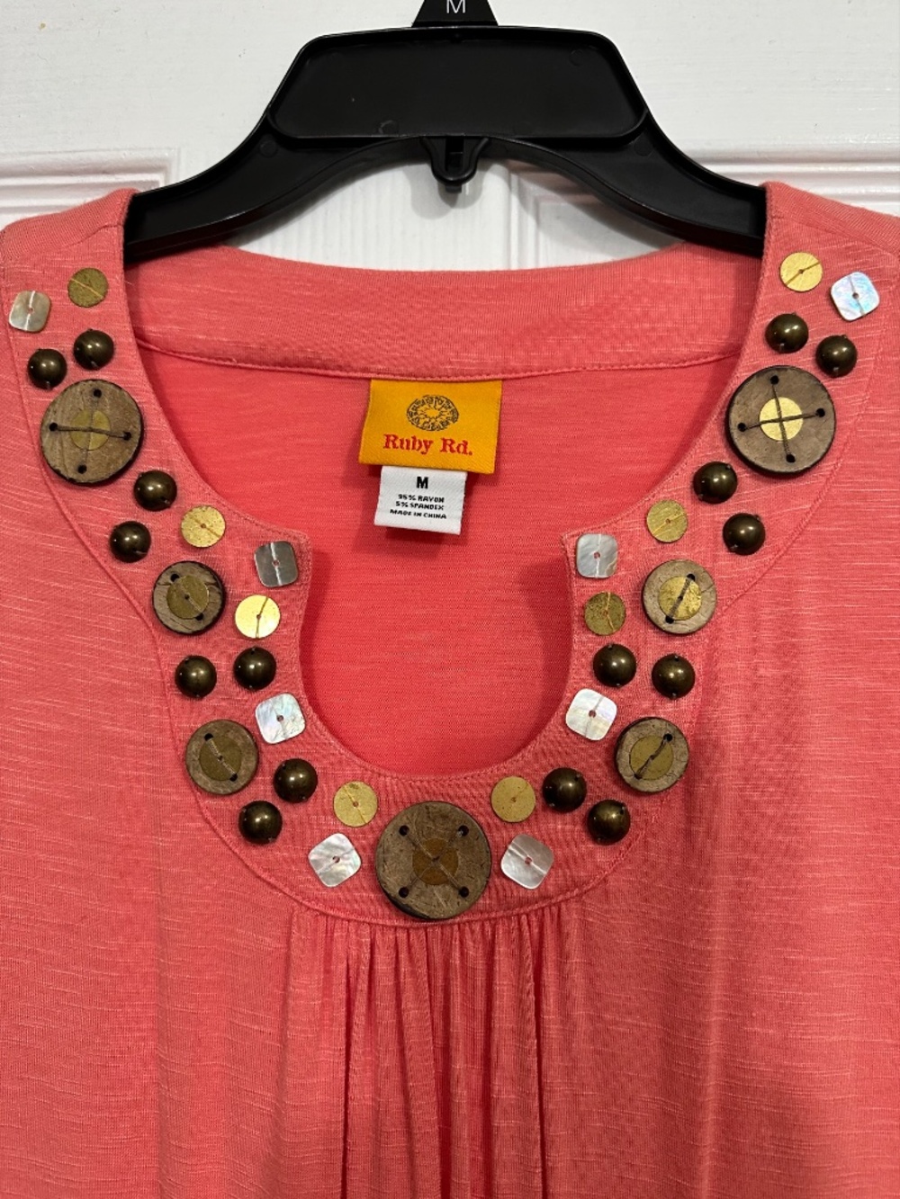 Ruby Rd Top Size M Salmon Red - Picture 6 of 6